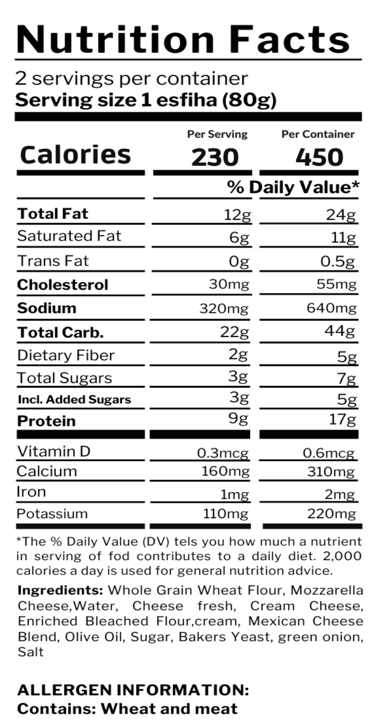 Esfiha with 5 Cheeses - Box with 2 units